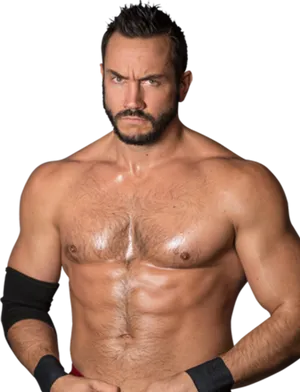 Intense Wrestler Portrait PNG Image