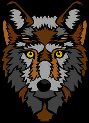 Intense Yellow Eyed Wolf Graphic PNG image with transparent background