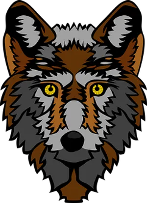 Intense Yellow Eyed Wolf Graphic PNG Image