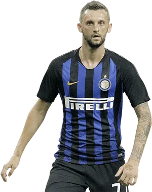 Inter Milan Soccer Player Action Shot PNG Image