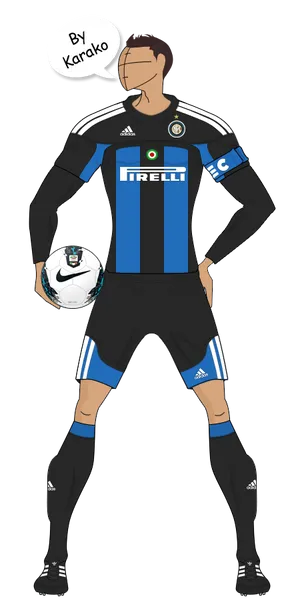 Inter Milan Soccer Player Illustration PNG Image