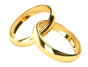 Interlocked Gold Wedding Rings PNG Image