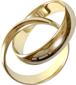 Interlocking Gold Wedding Rings Clipart PNG Image