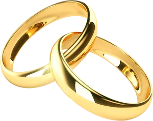 Interlocking Gold Wedding Rings Clipart PNG Image