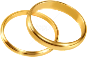 Interlocking Gold Wedding Rings Clipart PNG Image