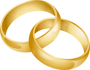 Interlocking Gold Wedding Rings Clipart PNG Image