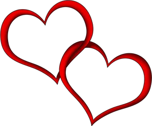 Interlocking Red Heartson Black Background PNG Image