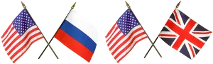 International Flags U S A Russia U K PNG Image