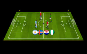 International Soccer Team Flagson Field PNG image with transparent background