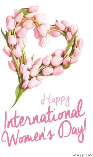 International Womens Day Heart Shaped Tulips PNG Image