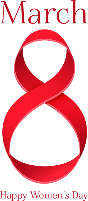 International Womens Day Red Ribbon Graphic PNG Image