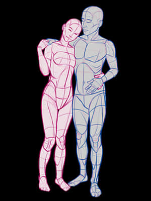 Intertwined Figure Drawing PNG image with transparent background