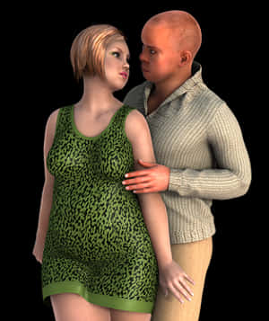 Intimate Couple3 D Render PNG image with transparent background