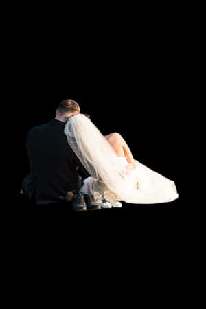 Intimate Wedding Moment Black Background PNG image with transparent background