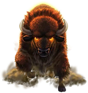 Intimidating Buffalo Glowing Eyes PNG Image