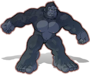 Intimidating Gorilla Stance PNG Image