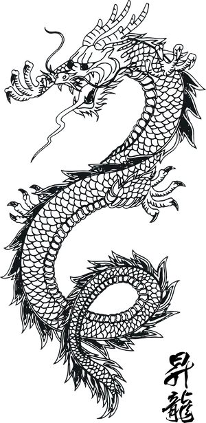 Intricate Dragon Tattoo Design PNG Image