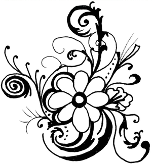 Intricate Floral Design Black White PNG Image