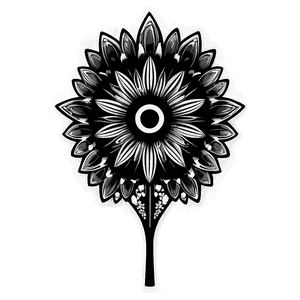 Intricate Flower Black and White PNG cvn22 PNG
