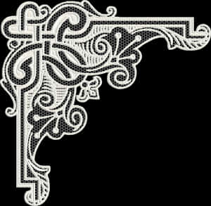 Intricate Lace Corner Design PNG image with transparent background