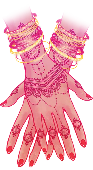 Intricate Mehndi Designon Handswith Bangles PNG Image