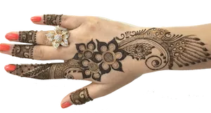 Intricate Mehndi Designon Handwith Ring PNG Image