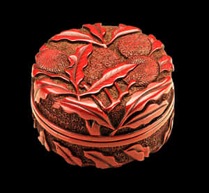 Intricate Red Carved Seal PNG image with transparent background