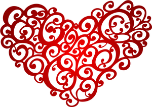 Intricate Red Heart Design PNG Image