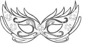 Intricate Venetian Mask Outline PNG with transparent background