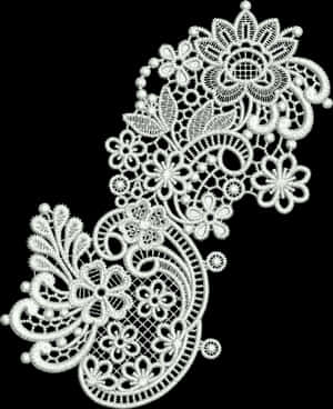 Intricate White Lace Design PNG image with transparent background
