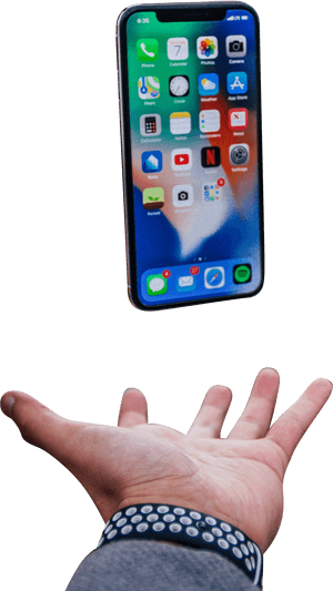 Iphone X Floating Over Palm - Iphone X In Hand, HD Png Download PNG image with transparent background