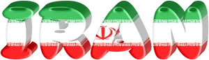 Iran Flag Stylized Letters3 D Render PNG Image