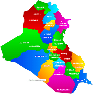 Iraq Administrative Divisions Map PNG image with transparent background