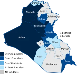 Iraq Incident Density Map PNG Image