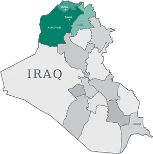 Iraq Map Nineveh Highlighted PNG Image