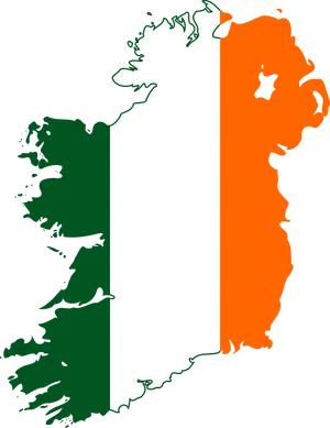 Ireland Flag Map PNG Image