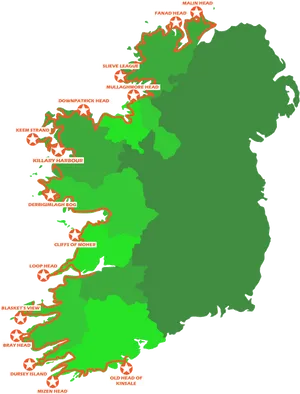 Ireland Wild Atlantic Way Map PNG Image