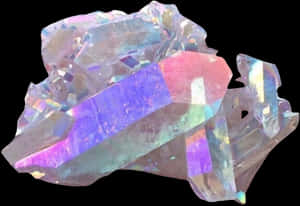 Iridescent Quartz Crystal Cluster PNG image with transparent background