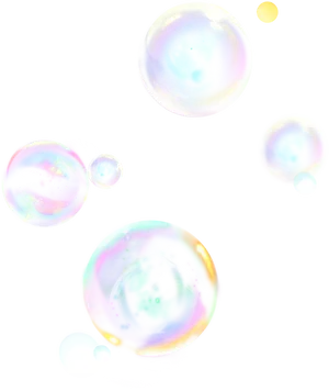 Iridescent Soap Bubbles Floating PNG Image