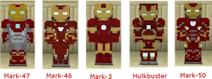 Iron Man Armor Evolution Pixel Art PNG Image