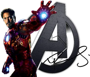 Iron Man With Avengers Logo PNG Image