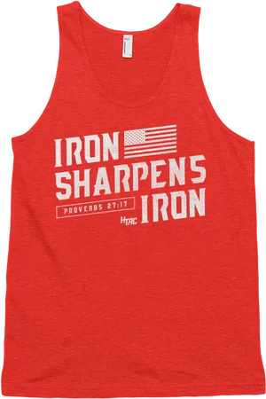 Iron Sharpening Iron Red Tank Top PNG Image