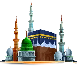 Islamic Holy Sites Illustration PNG Image