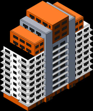 Isometric Apartment Complex Illustration PNG image with transparent background