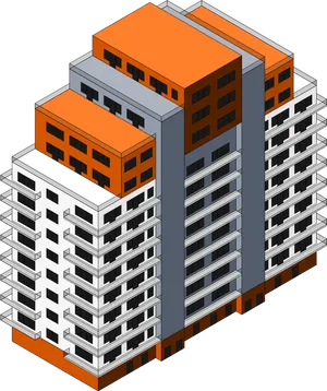 Isometric Apartment Complex Illustration PNG Image