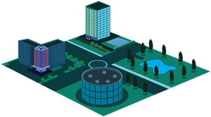 Isometric Cityscape Illustration PNG