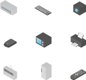 Isometric Electronics Collection PNG Image