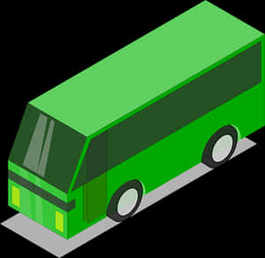 Isometric Green Bus Illustration PNG image with transparent background