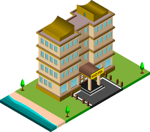 Isometric Hotel Illustration PNG image with transparent background