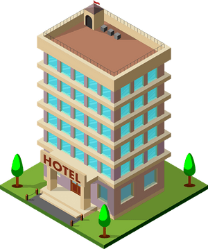 Isometric Hotel Illustration PNG image with transparent background
